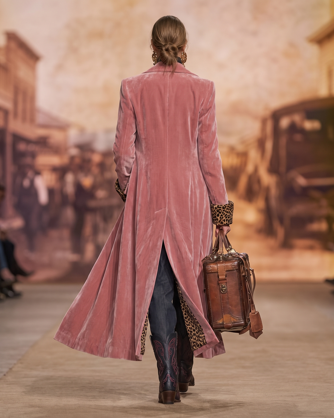 Verolyn leopard-lined long tailored coat – view 3