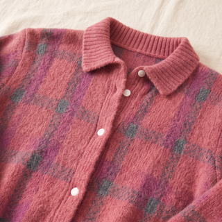 Verolyn Lily plaid knit cardigan in pink – view 2