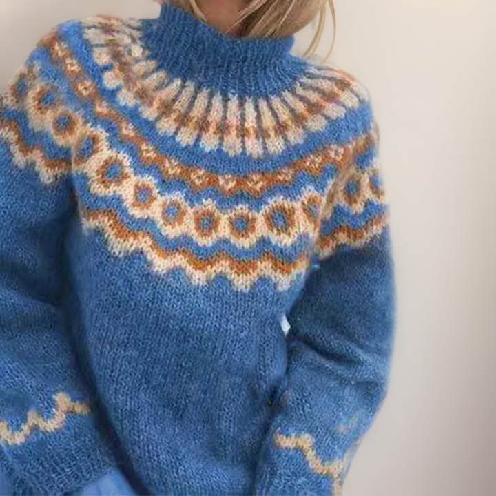 Verolyn icelandic yoke turtleneck jumper in blue