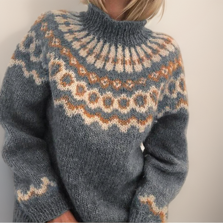 Verolyn icelandic yoke turtleneck jumper in grey