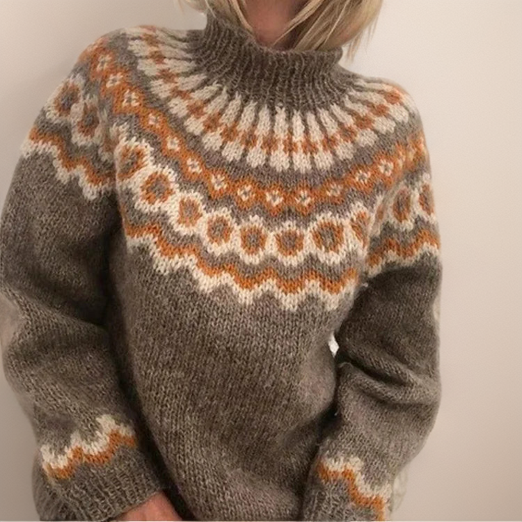 Verolyn icelandic yoke turtleneck jumper in khaki
