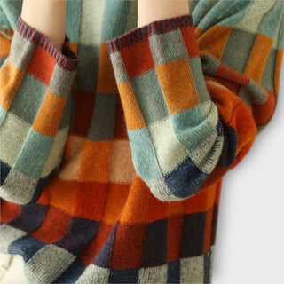 Patchwork Check Turtleneck Jumper in Multicolour — VerolynBoutique