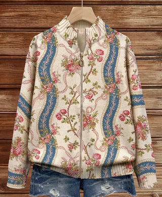 Verolyn climbing rose ribbon zip cardigan – view 3