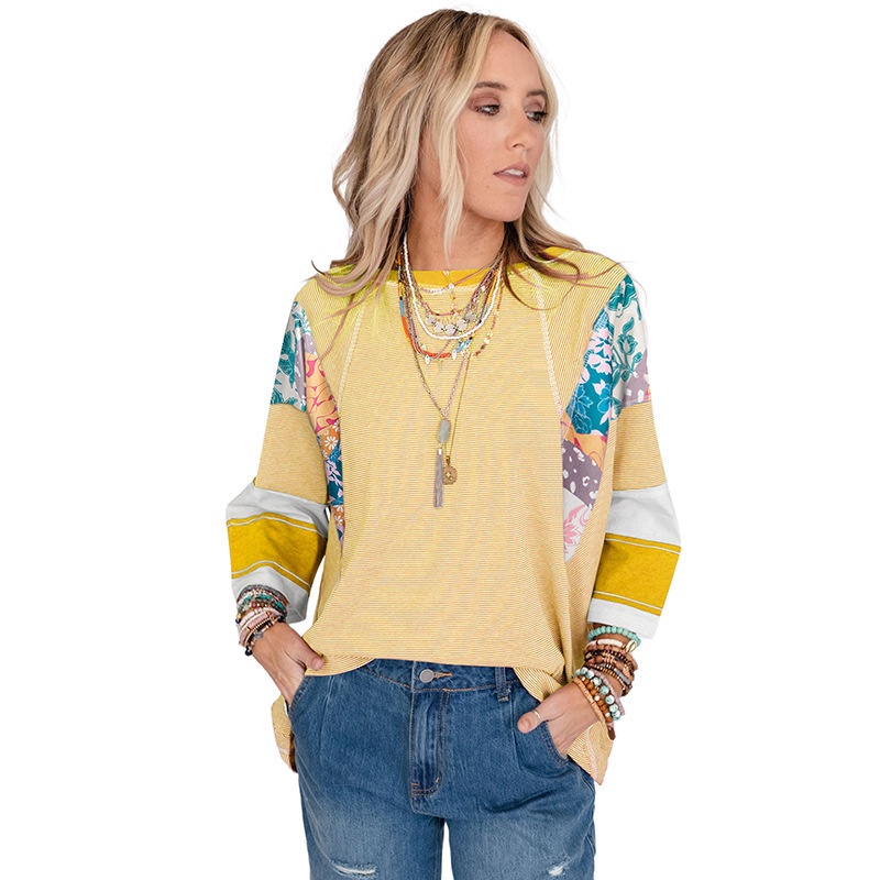 Patchwork Sleeve Batwing Top in Yellow — VerolynBoutique