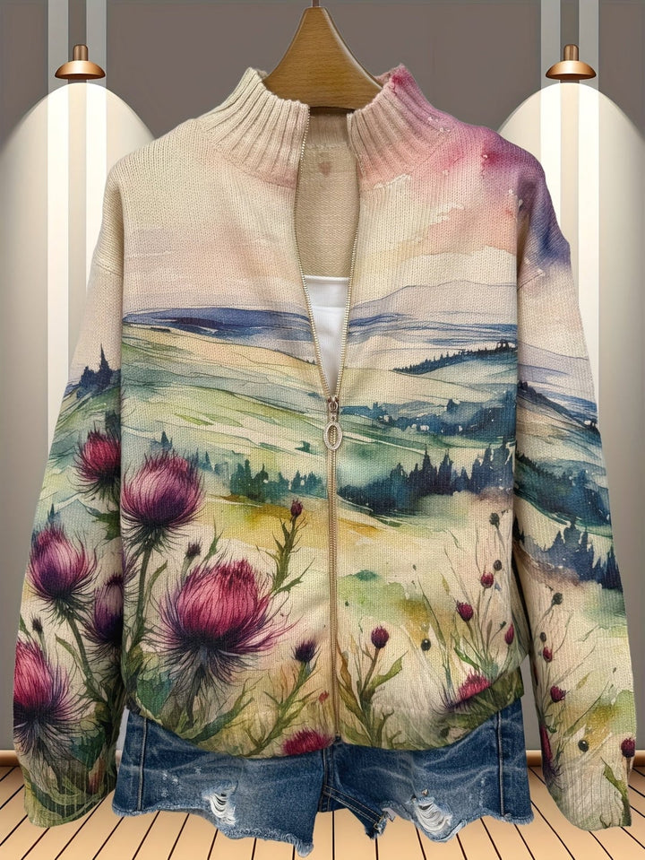 Verolyn scottish thistle zip cardigan – view 4