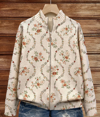 Verolyn floral vine cream zip cardigan – view 8