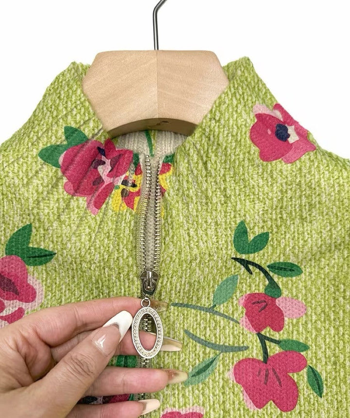 Verolyn pink floral lime zip cardigan – view 3