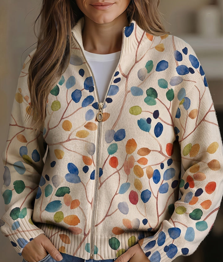 Verolyn botanical leaf zip cardigan – view 4