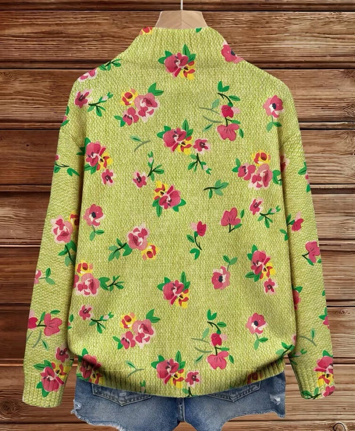Verolyn pink floral lime zip cardigan – view 4
