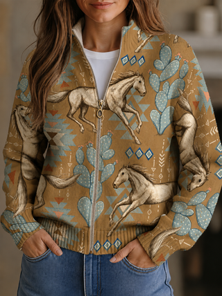 Verolyn desert horse zip cardigan in tan