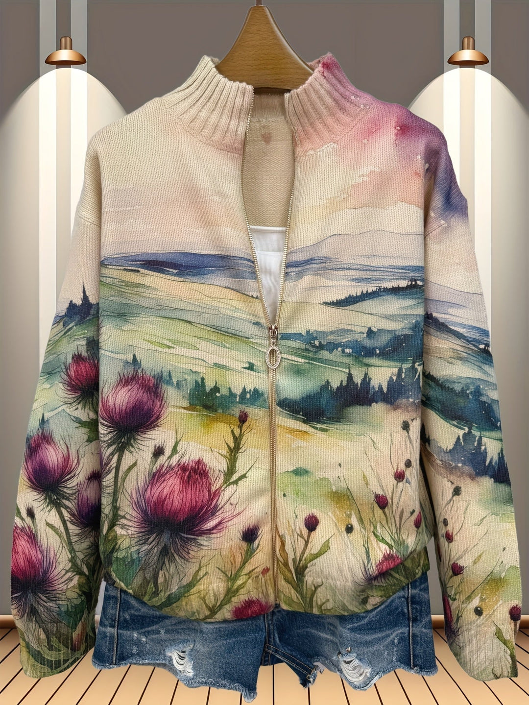 Verolyn scottish thistle zip cardigan – view 8