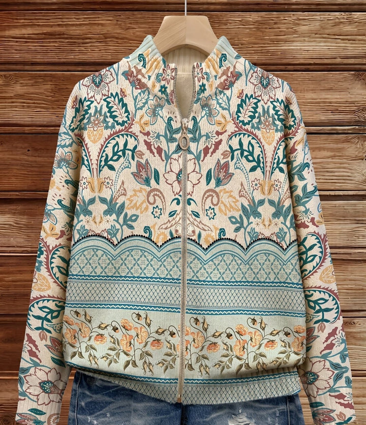 Verolyn botanical border zip cardigan – view 2