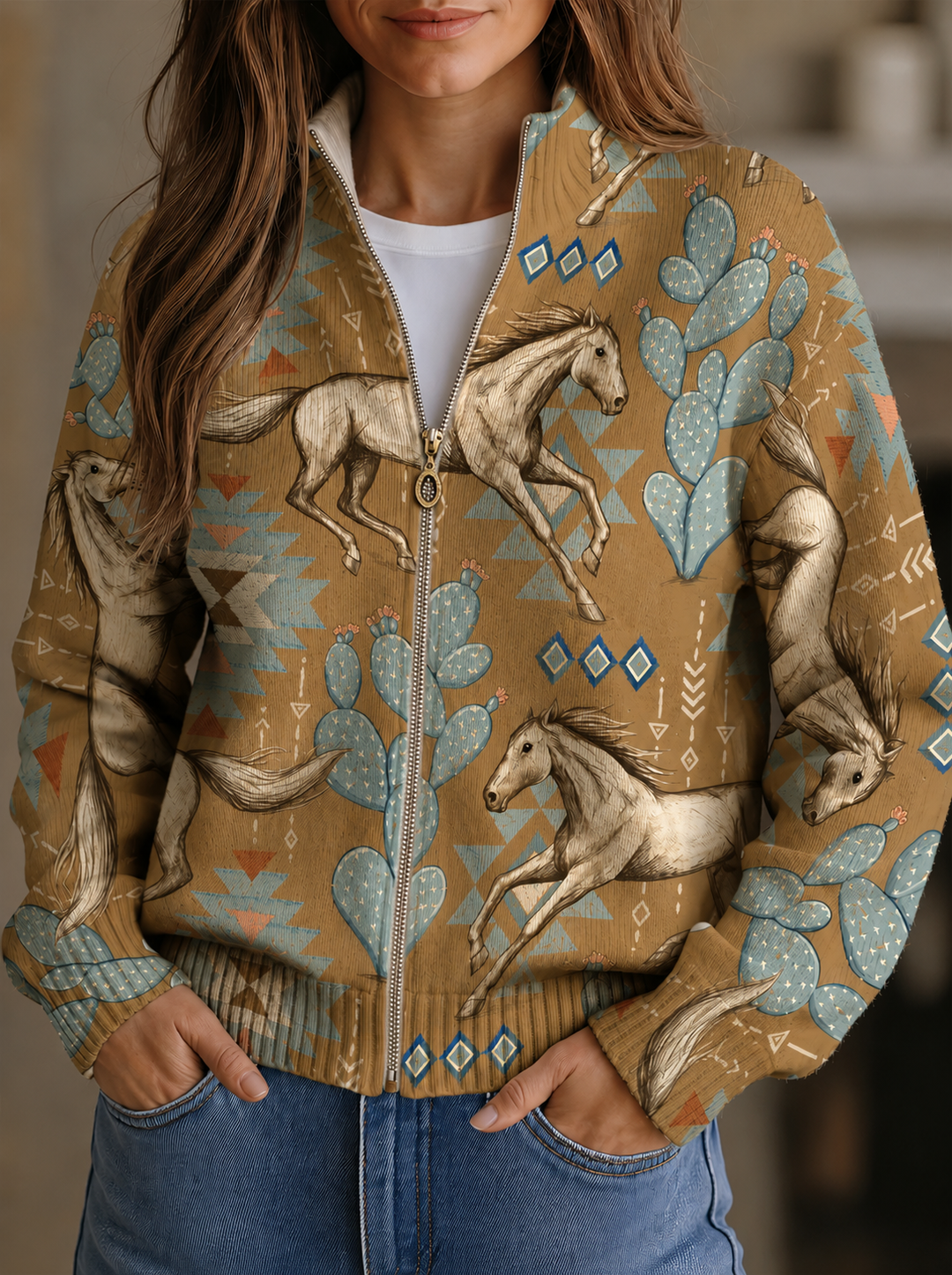 Verolyn desert horse zip cardigan – view 6