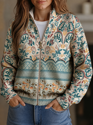 Verolyn botanical border zip cardigan – view 3