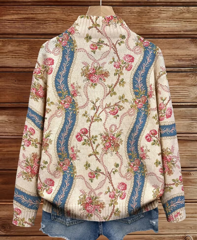 Verolyn climbing rose ribbon zip cardigan – view 9