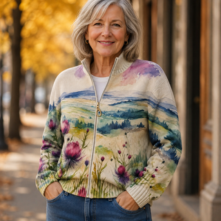 Verolyn scottish thistle zip cardigan – view 6
