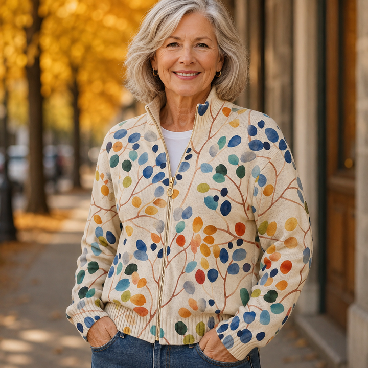Verolyn botanical leaf zip cardigan – view 6