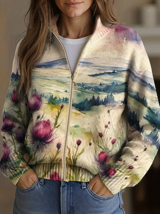 Verolyn scottish thistle zip cardigan – view 5
