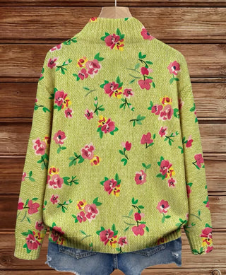 Verolyn pink floral lime zip cardigan – view 8