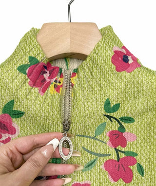 Verolyn pink floral lime zip cardigan – view 7