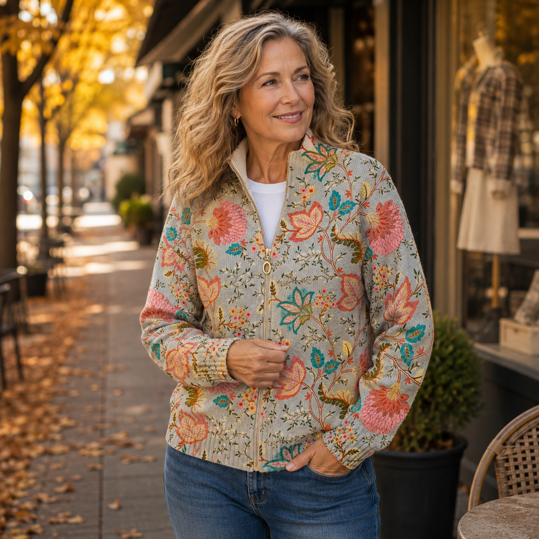 Verolyn vintage garden floral zip cardigan – view 2