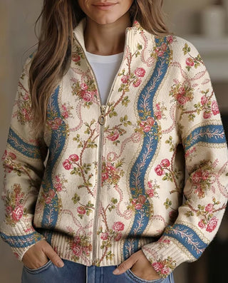Verolyn climbing rose ribbon zip cardigan – view 6