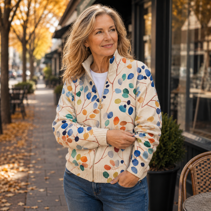 Verolyn botanical leaf zip cardigan – view 5