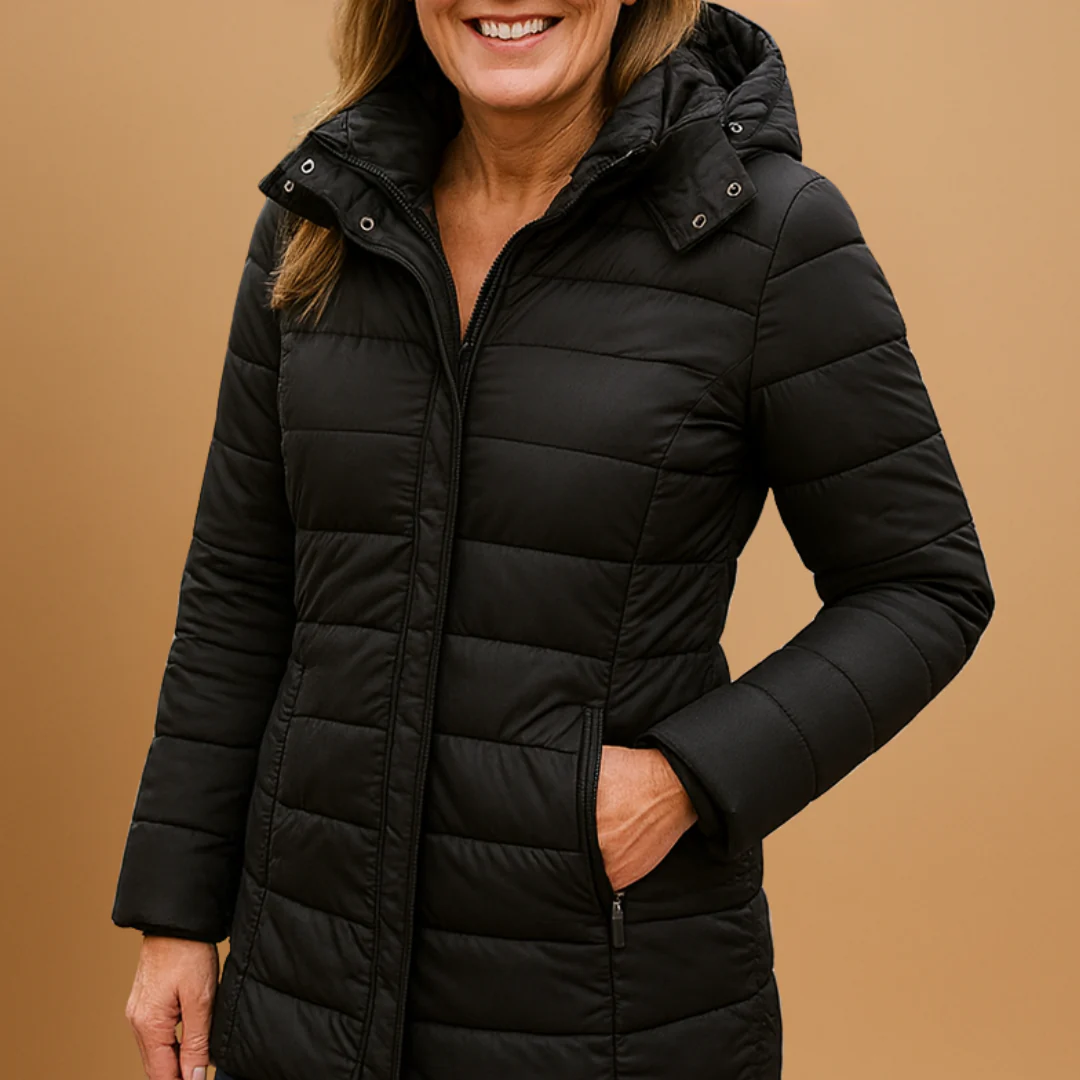 Lightweight Fitted Down Puffer Jacket in Black — VerolynBoutique