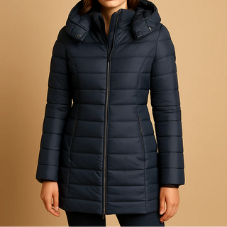 Lightweight Fitted Down Puffer Jacket in Blue — VerolynBoutique