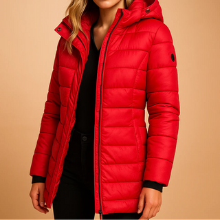 Lightweight Fitted Down Puffer Jacket in Red — VerolynBoutique