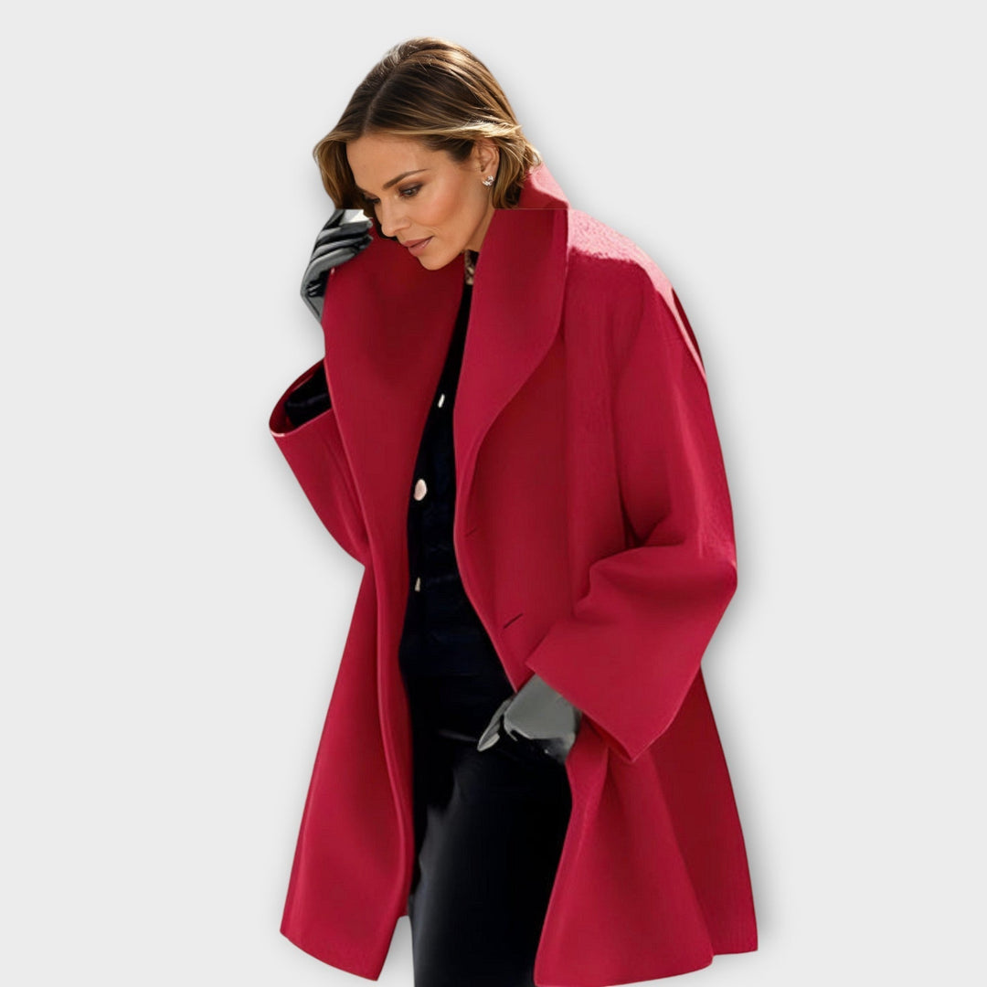 Shawl Collar Windproof Coat in Red — VerolynBoutique