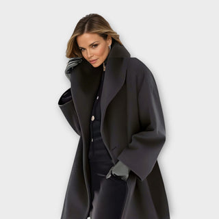 Oversized Collar Swing Coat in Black — VerolynBoutique