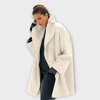 Oversized Collar Swing Coat in White — VerolynBoutique