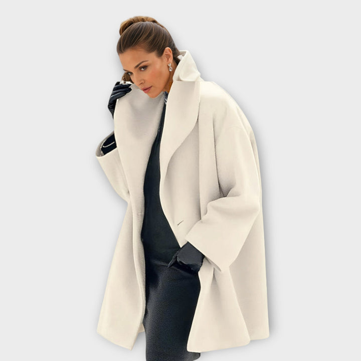 Oversized Collar Swing Coat in White — VerolynBoutique