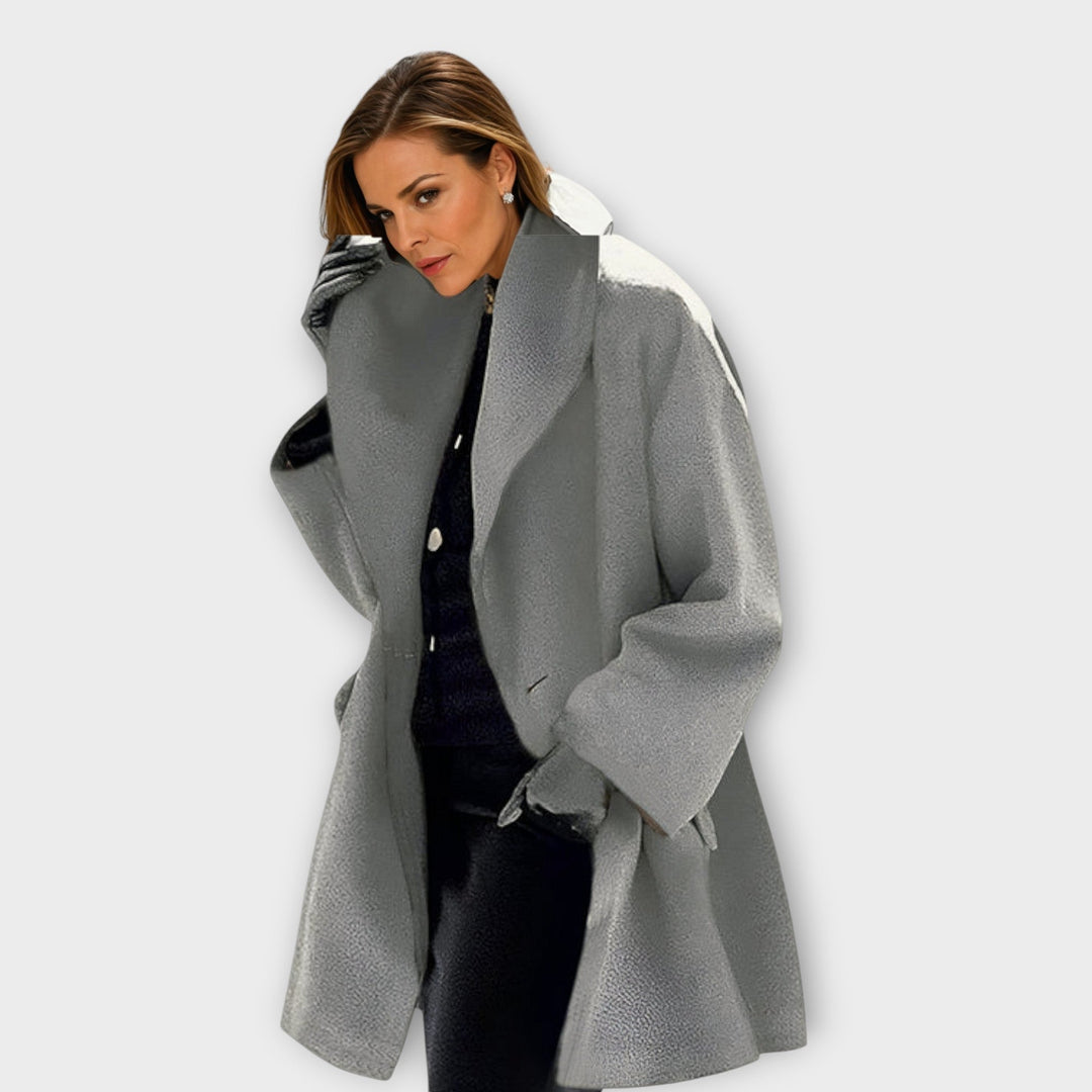 Oversized Collar Swing Coat in Grey — VerolynBoutique