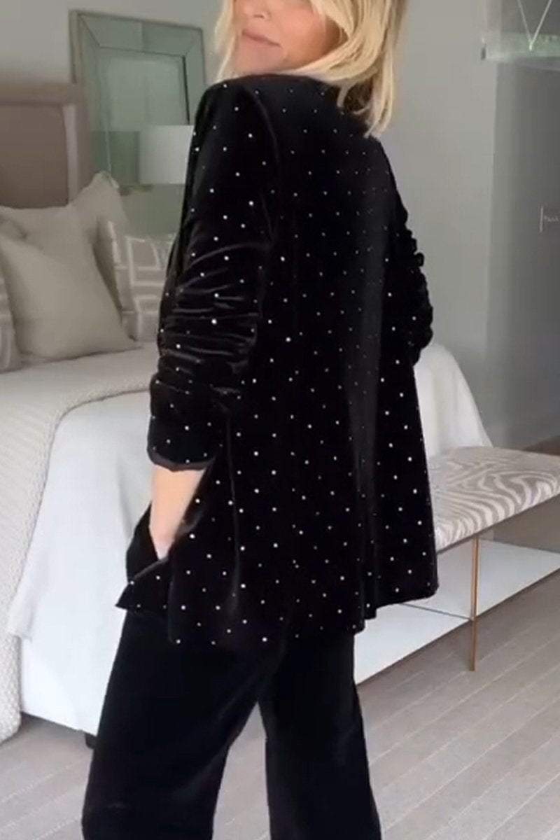 Sparkle Velvet Tailored Blazer in Black — VerolynBoutique