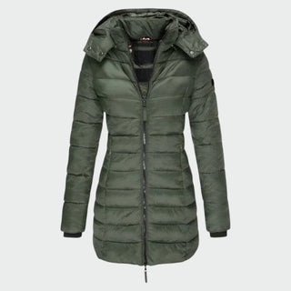 Detachable Hood Longline Puffer Coat in Green — VerolynBoutique