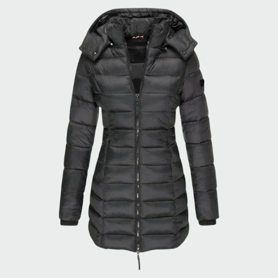 Detachable Hood Longline Puffer Coat in Black — VerolynBoutique