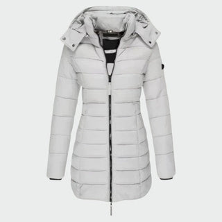 Detachable Hood Longline Puffer Coat in Grey — VerolynBoutique
