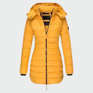 Detachable Hood Longline Puffer Coat in Yellow — VerolynBoutique