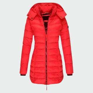 Detachable Hood Longline Puffer Coat in Red — VerolynBoutique