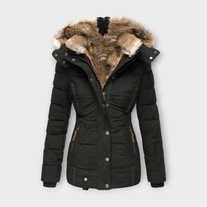 Fur-Lined Hood Padded Jacket in Black — VerolynBoutique