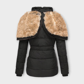 Fur-Lined Hood Padded Jacket in Black — VerolynBoutique