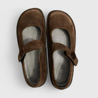 Cushioned Touch-Fasten Mary Janes in Green — VerolynBoutique