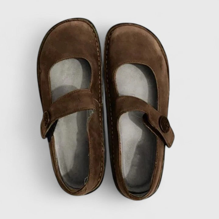 Cushioned Touch-Fasten Mary Janes in Green — VerolynBoutique