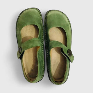 Cushioned Touch-Fasten Mary Janes in Green — VerolynBoutique