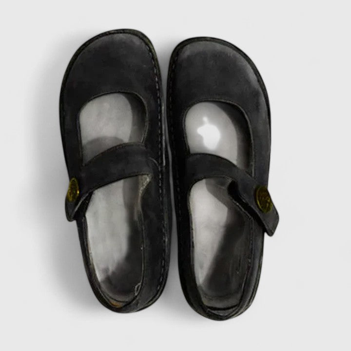 Cushioned Touch-Fasten Mary Janes in Green — VerolynBoutique