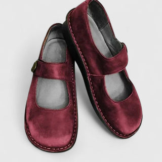 Cushioned Touch-Fasten Mary Janes in Red — VerolynBoutique