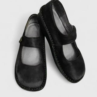 Cushioned Touch-Fasten Mary Janes in Black — VerolynBoutique