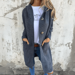 Longline Hooded Knit Cardigan in Grey — VerolynBoutique